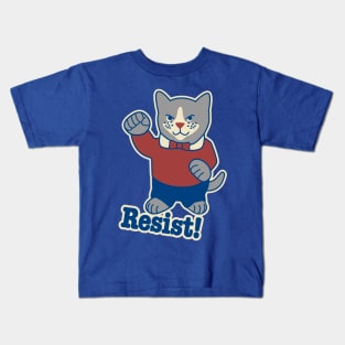 Resist! Cat with raised fist Kids T-Shirt